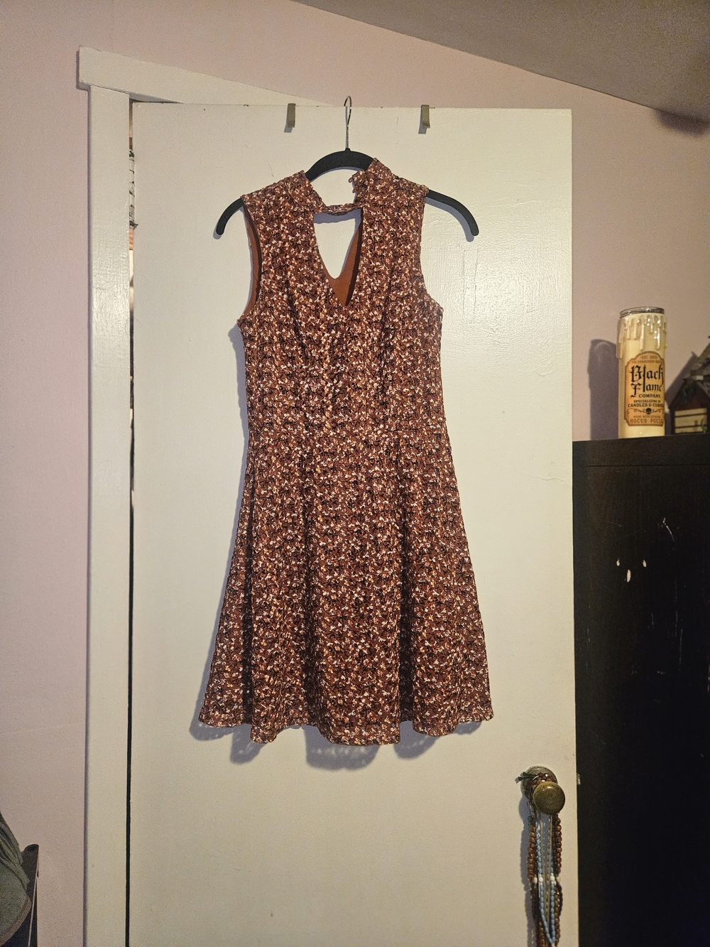 Women’s Brown Floral Sleeveless Fit-and-Flare Dress
